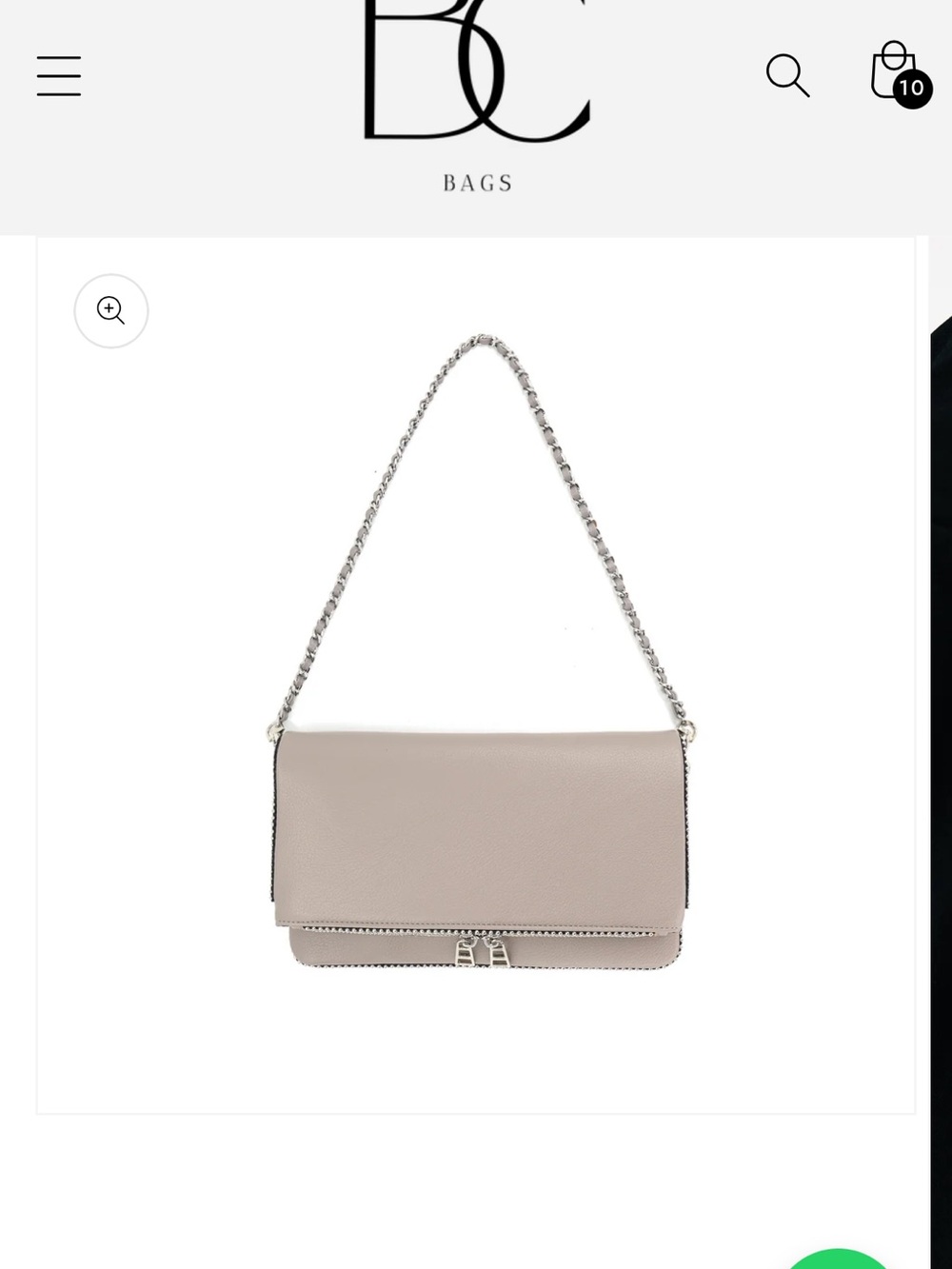 Neutral Taupe Shoulder Bag with Silver Chain